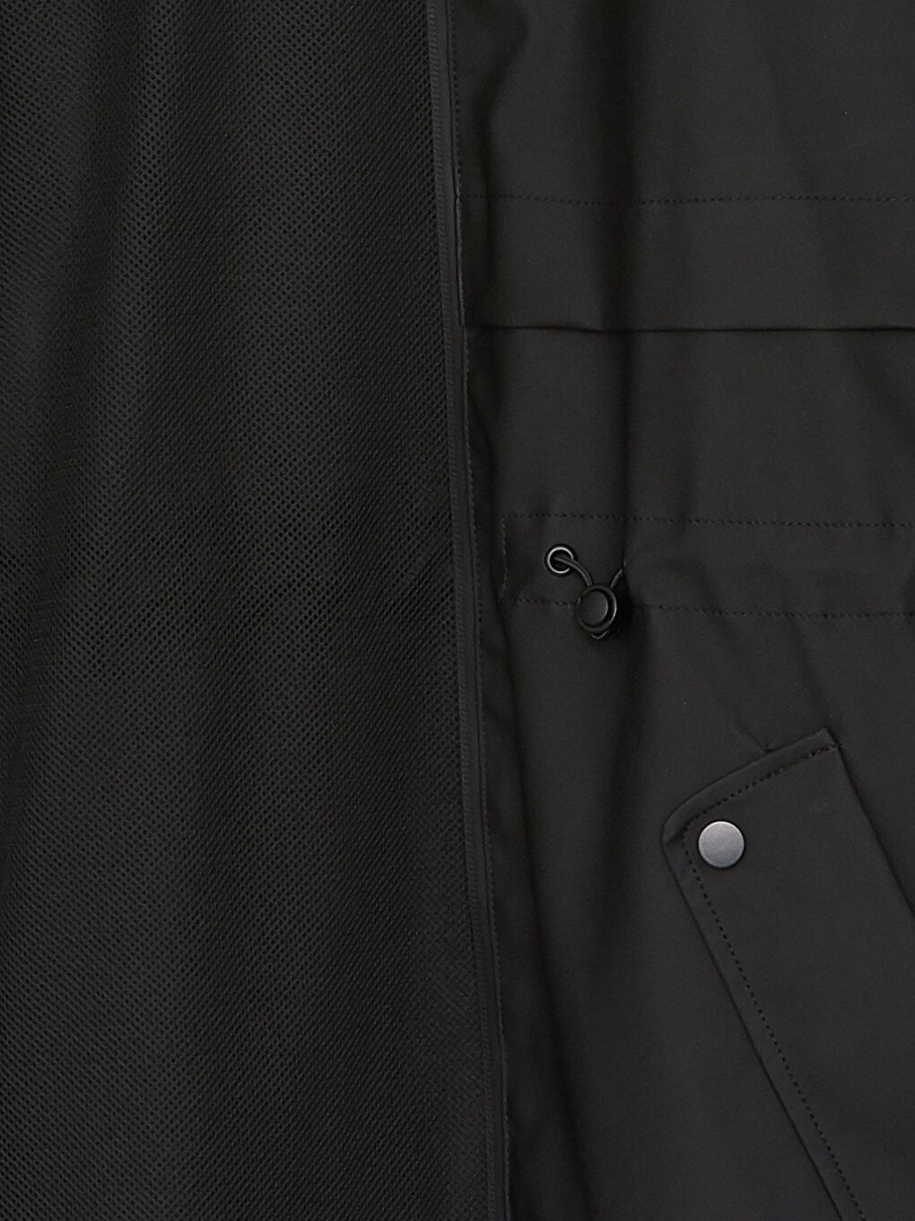 Siyah Kadın Kapüşonlu Düz Yağmurluk-8