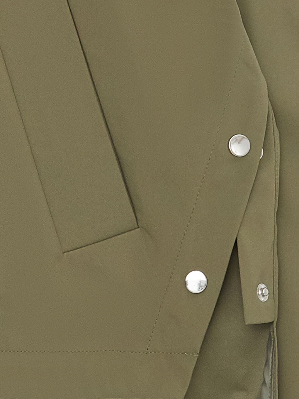 Haki Kapüşonlu Düz Oversize Kadın Yağmurluk-9