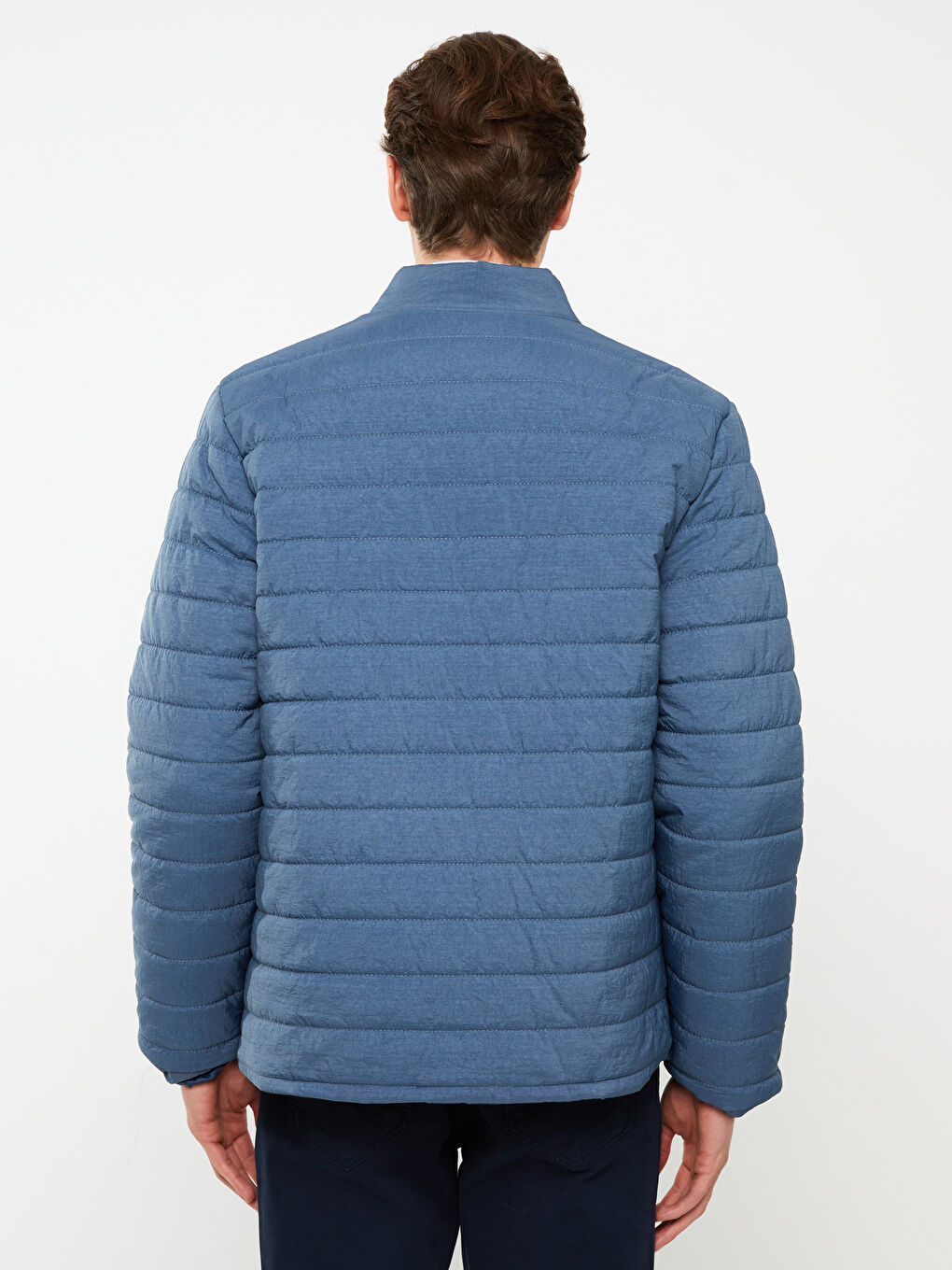 Petrol Slim Fit Dik Yaka Erkek Şişme Mont-4