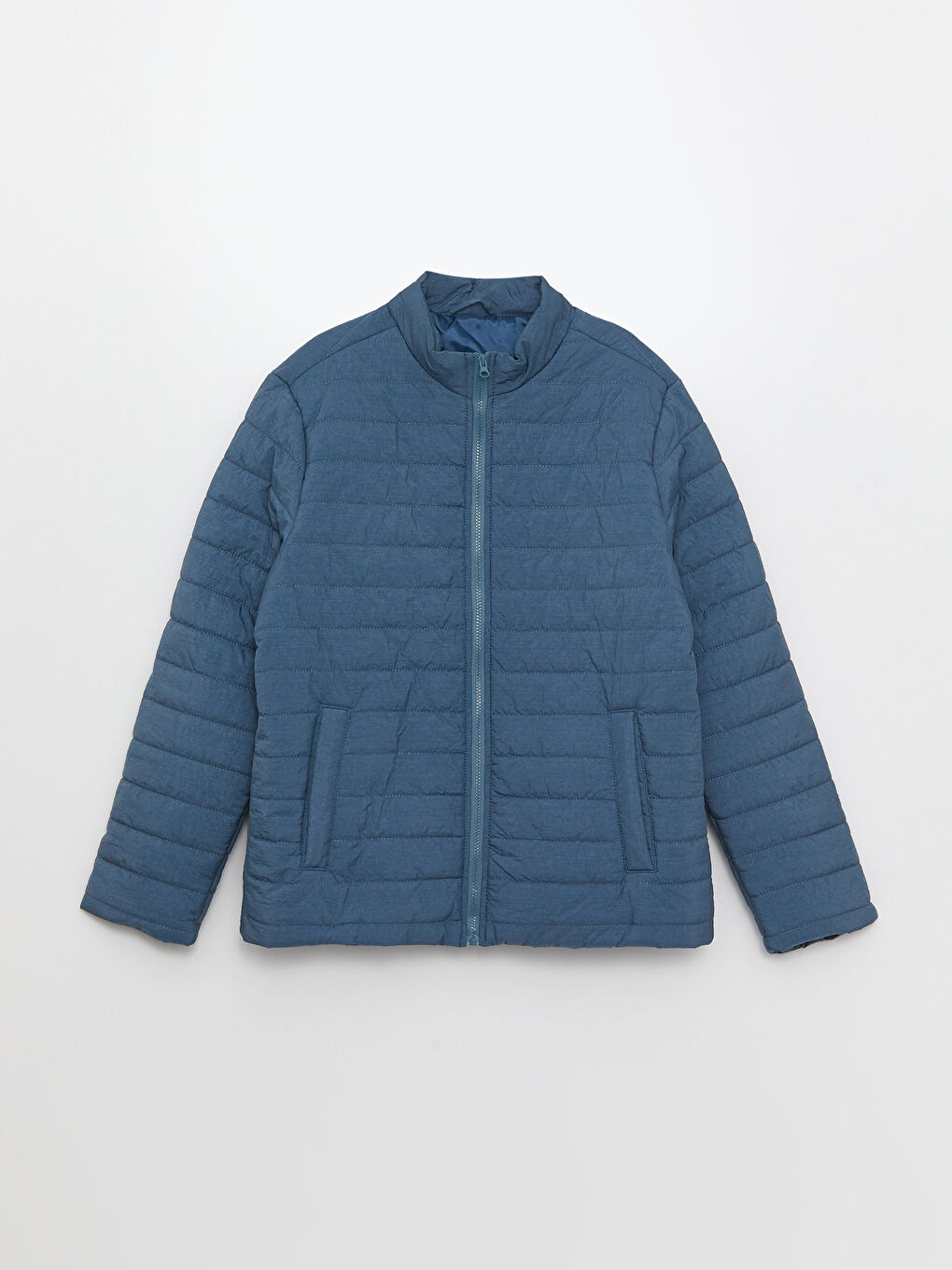 Petrol Slim Fit Dik Yaka Erkek Şişme Mont-5