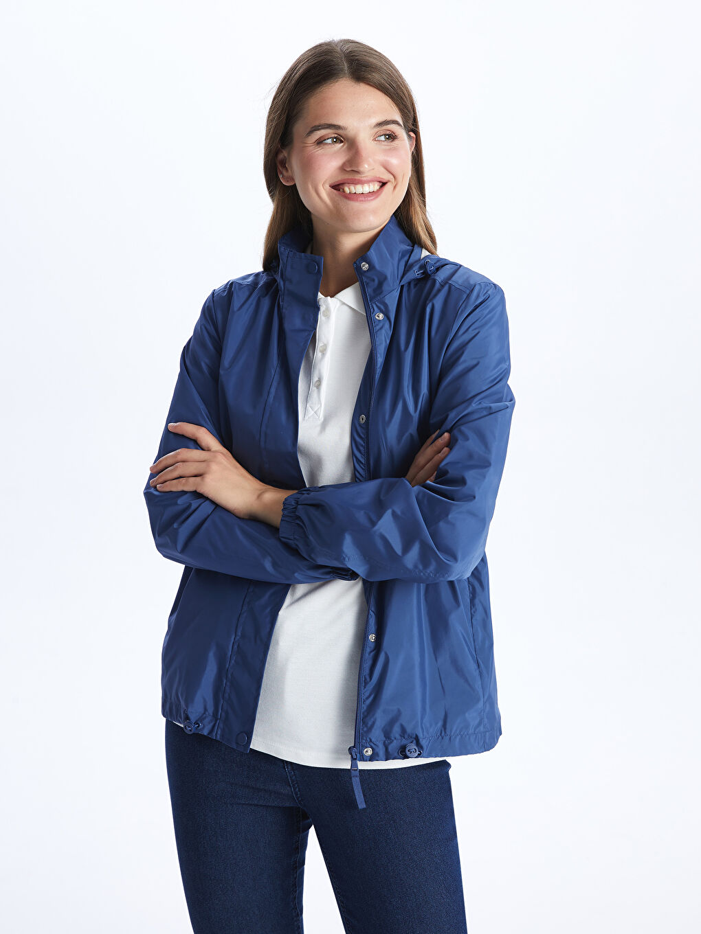 Women's Hooded Plain Raincoat-1