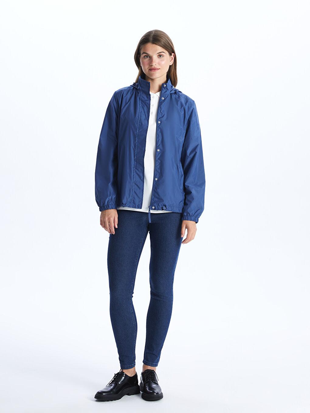 Women's Hooded Plain Raincoat-2