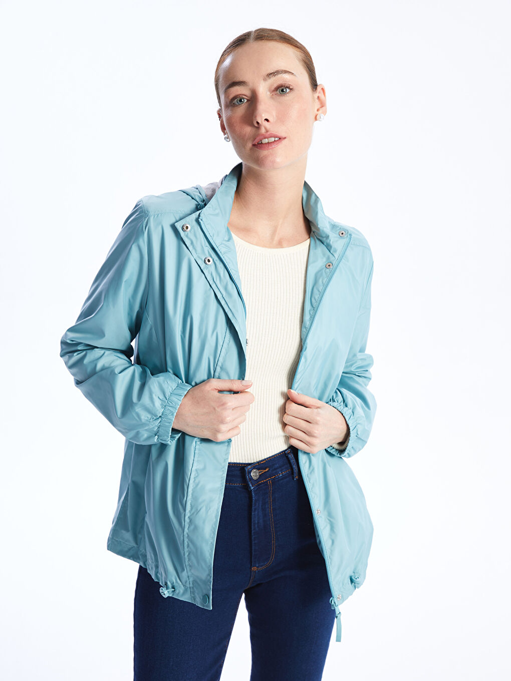 Women's Hooded Plain Raincoat-1