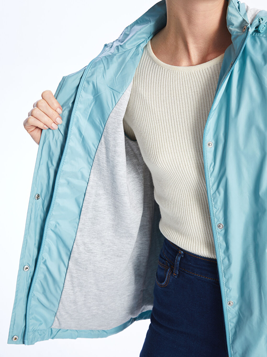 Women's Hooded Plain Raincoat-4