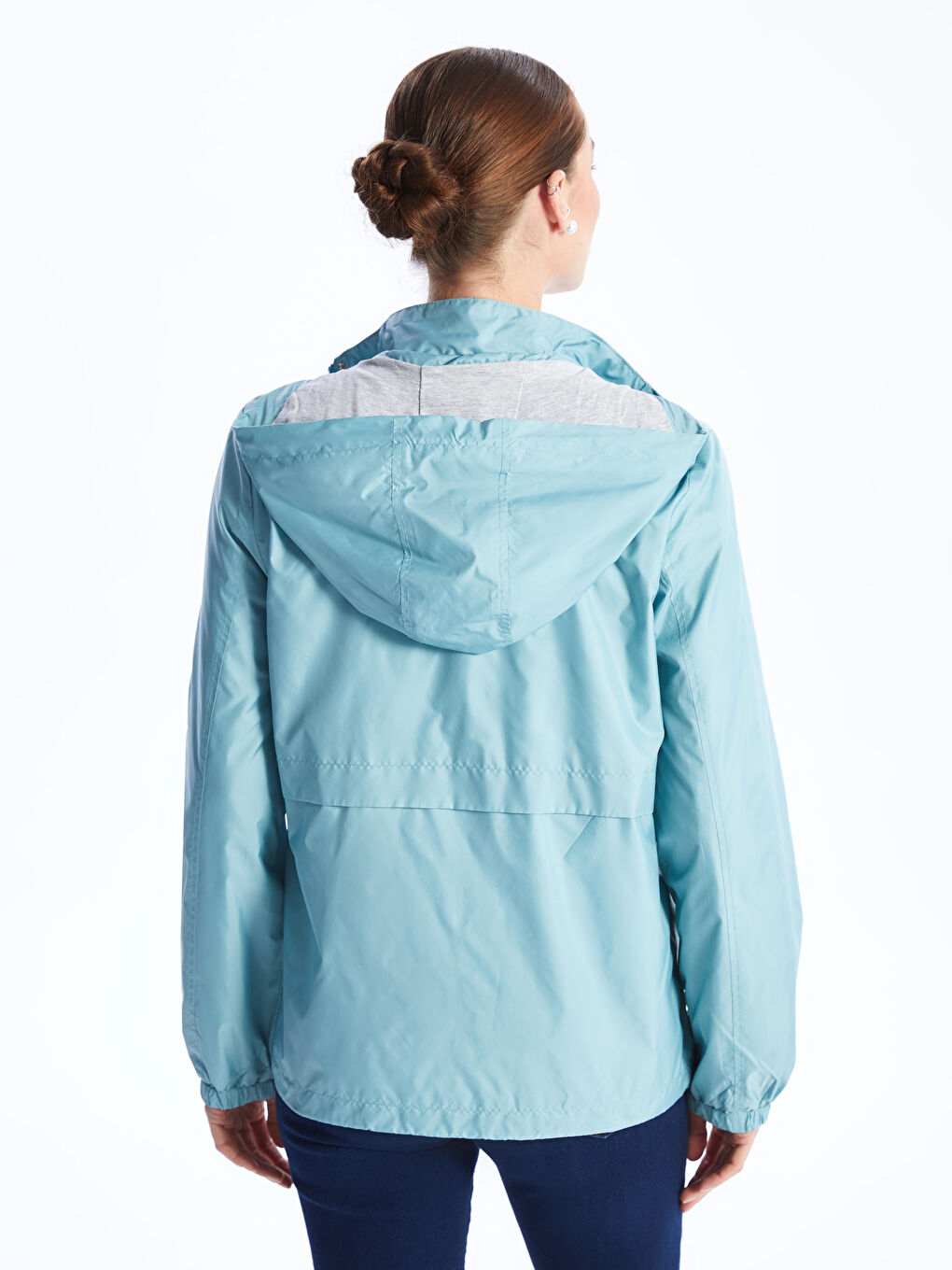 Women's Hooded Plain Raincoat-5