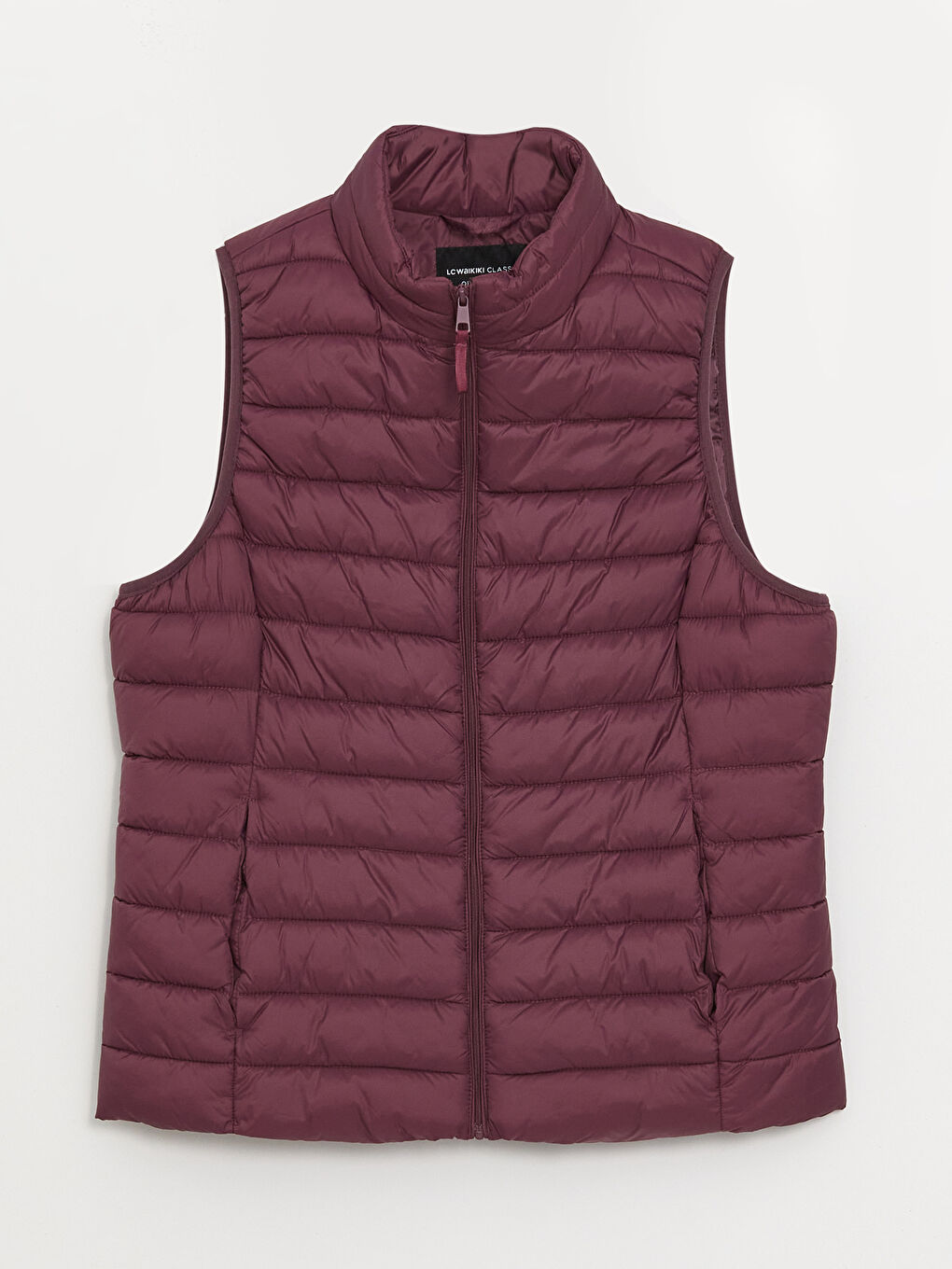 Women's Funnel Neck Plain Puffer Gilet-6