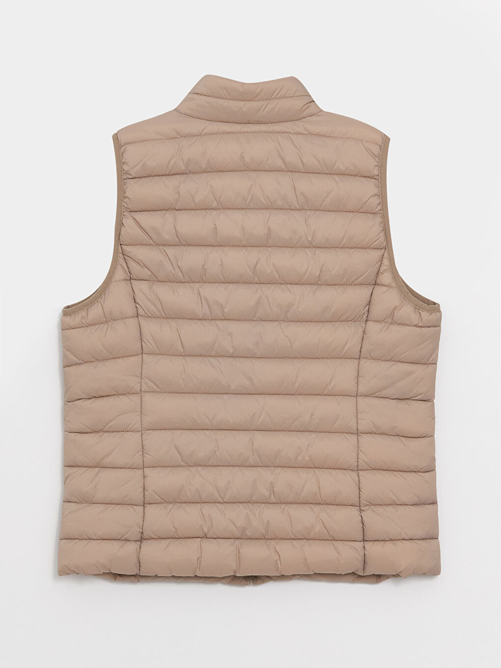 Kahverengi Kadın Dik Yaka Düz Şişme Yelek-7