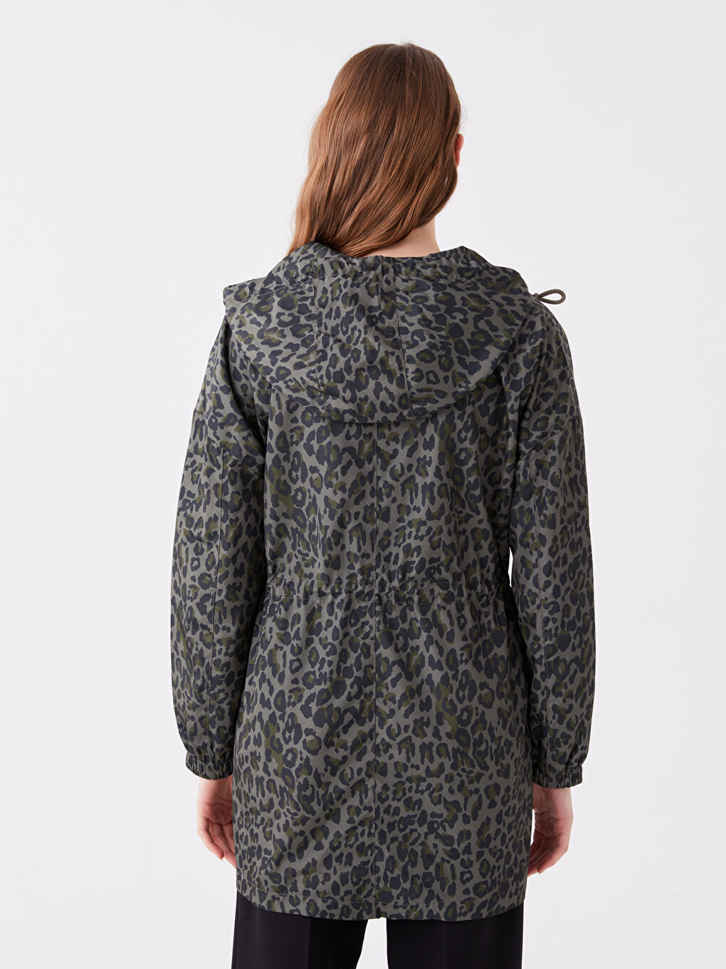Дождевик с капюшоном, с принтом, оверсайз, для женщин-5