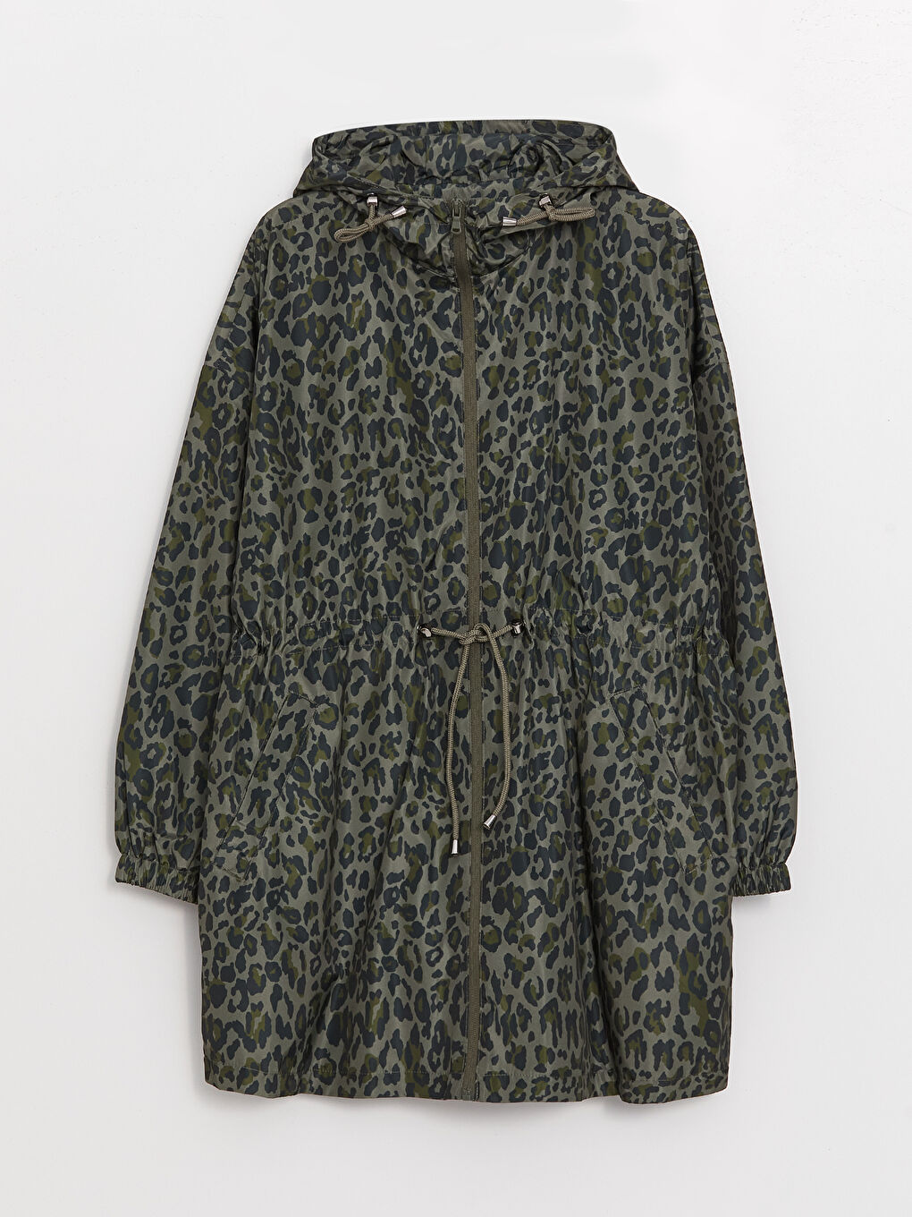 Дождевик с капюшоном, с принтом, оверсайз, для женщин-6