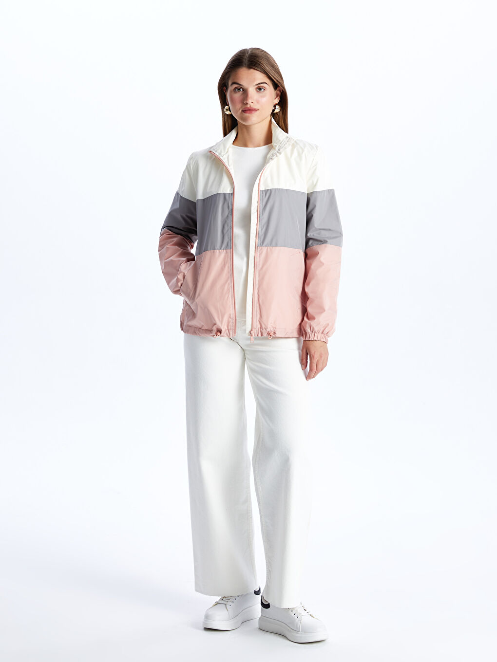 Kišni mantil sa kapuljačom u blok bojama za žene-2