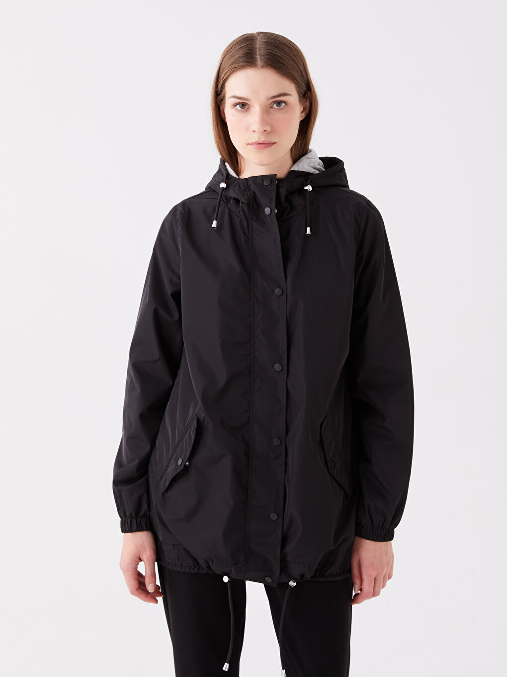 Women's Hooded Plain Raincoat-1