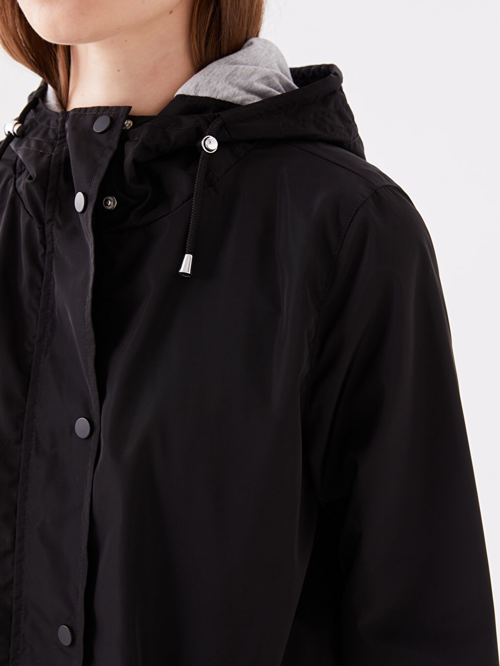 Women's Hooded Plain Raincoat-3