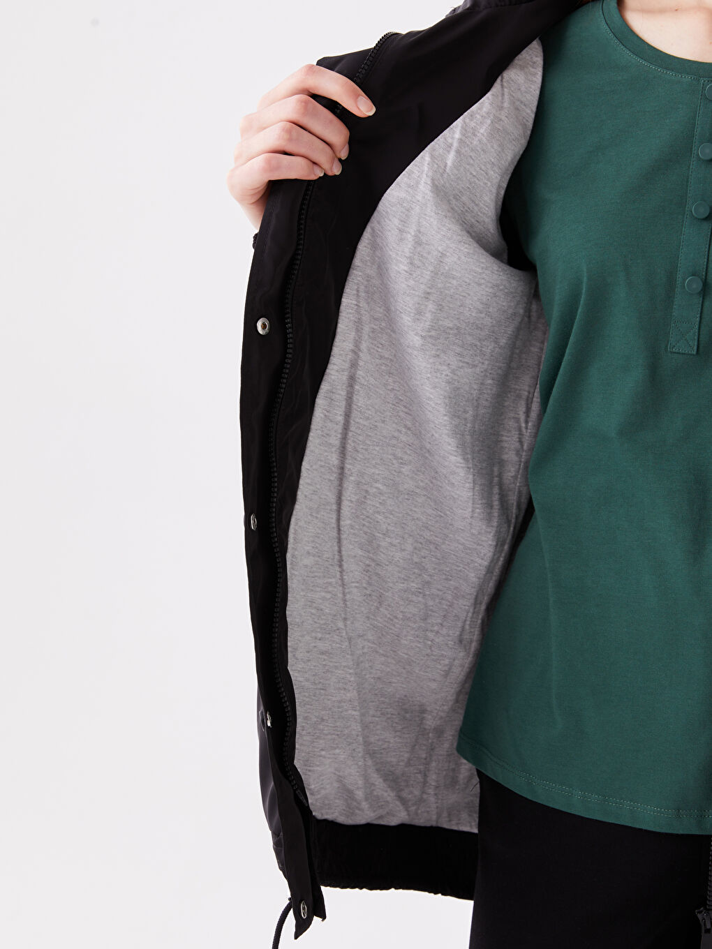 Women's Hooded Plain Raincoat-4