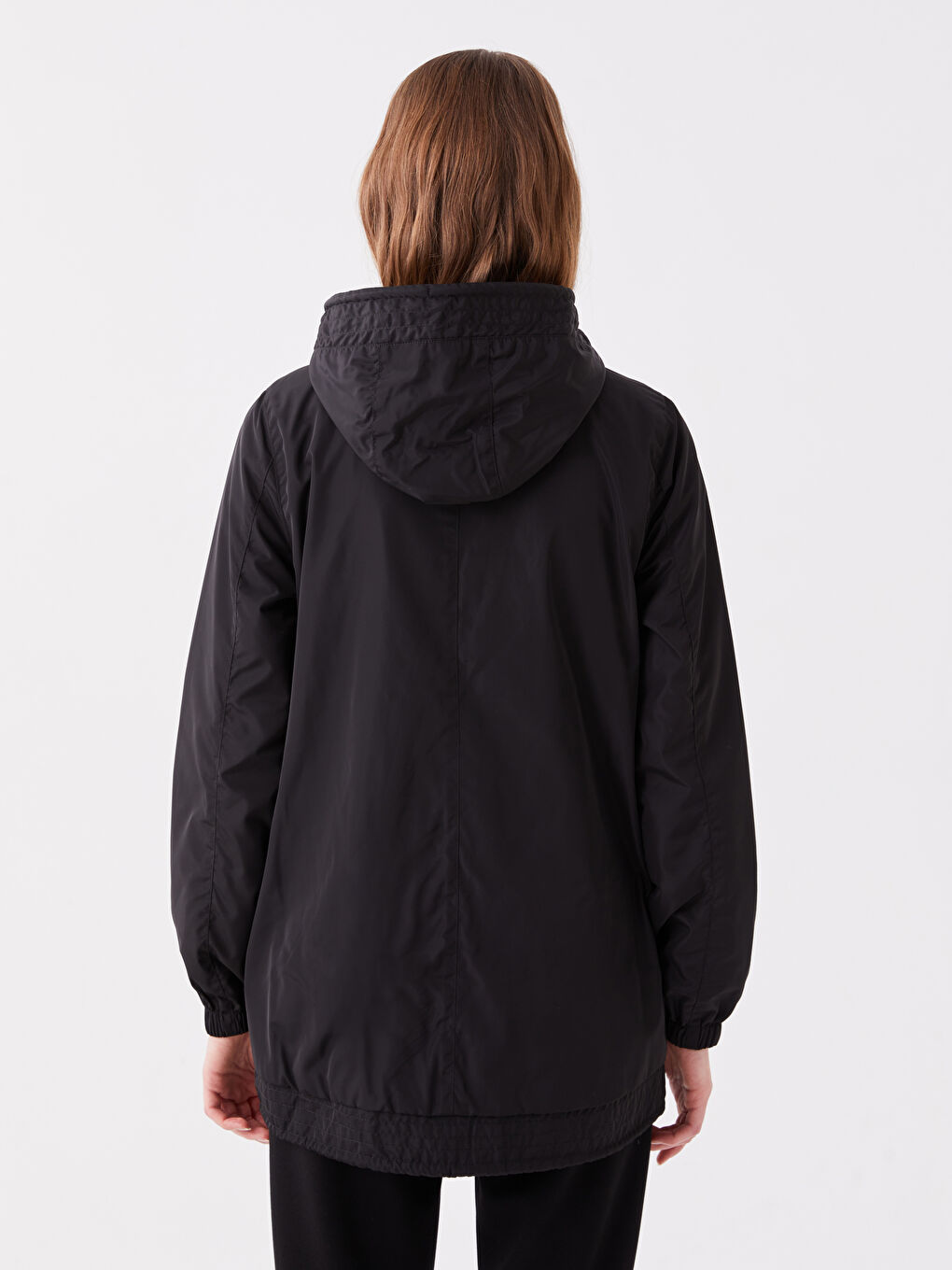 Women's Hooded Plain Raincoat-5