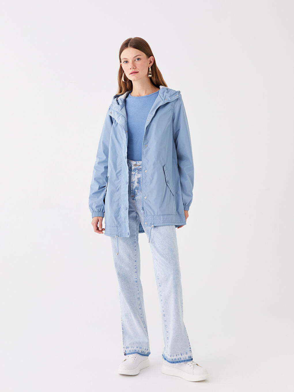 Women's Hooded Plain Raincoat-2