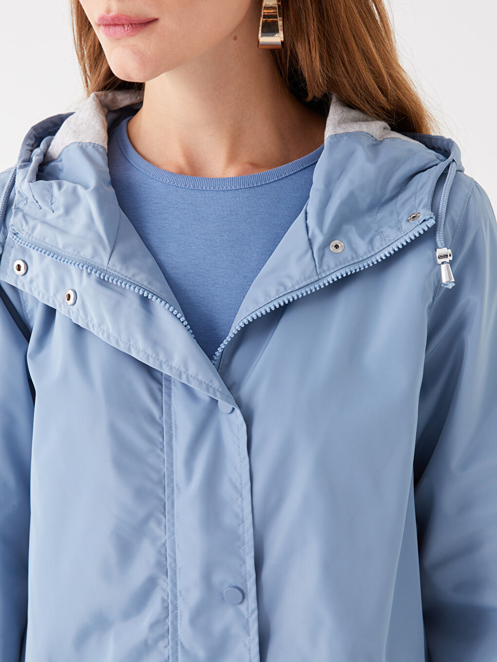 Women's Hooded Plain Raincoat-3