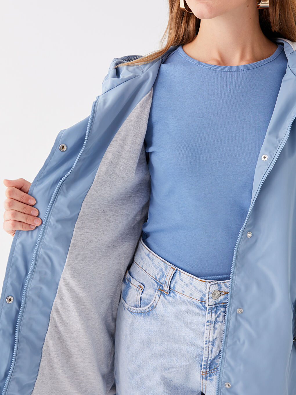 Women's Hooded Plain Raincoat-4