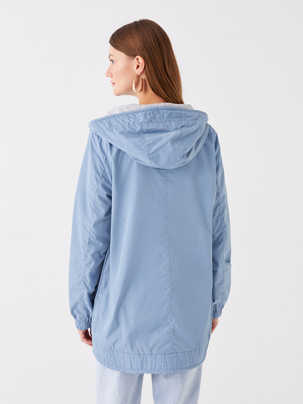 Women's Hooded Plain Raincoat-5