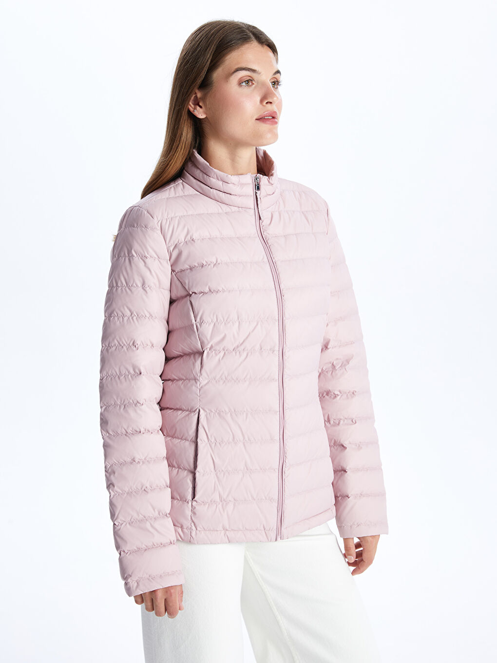 Geacă Matlasată cu Guler Tip Pâlnie pentru Femei-1