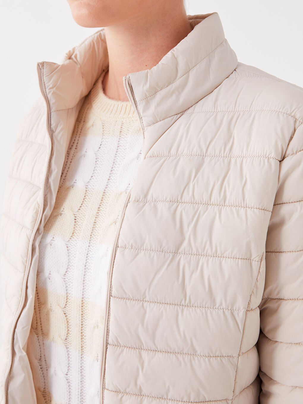 Funnel Neck Women's Puffer Coat-2