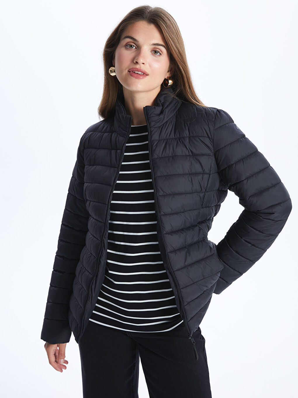 Funnel Neck Women's Puffer Coat