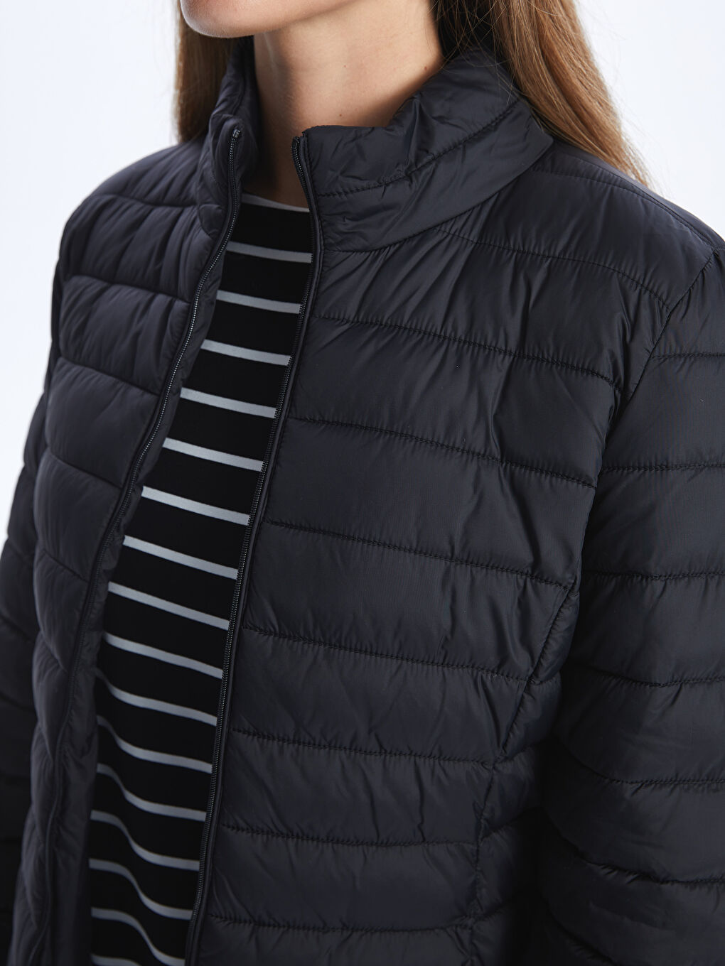 Funnel Neck Women's Puffer Coat-3