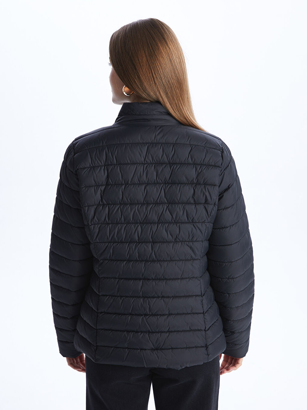 Funnel Neck Women's Puffer Coat-5