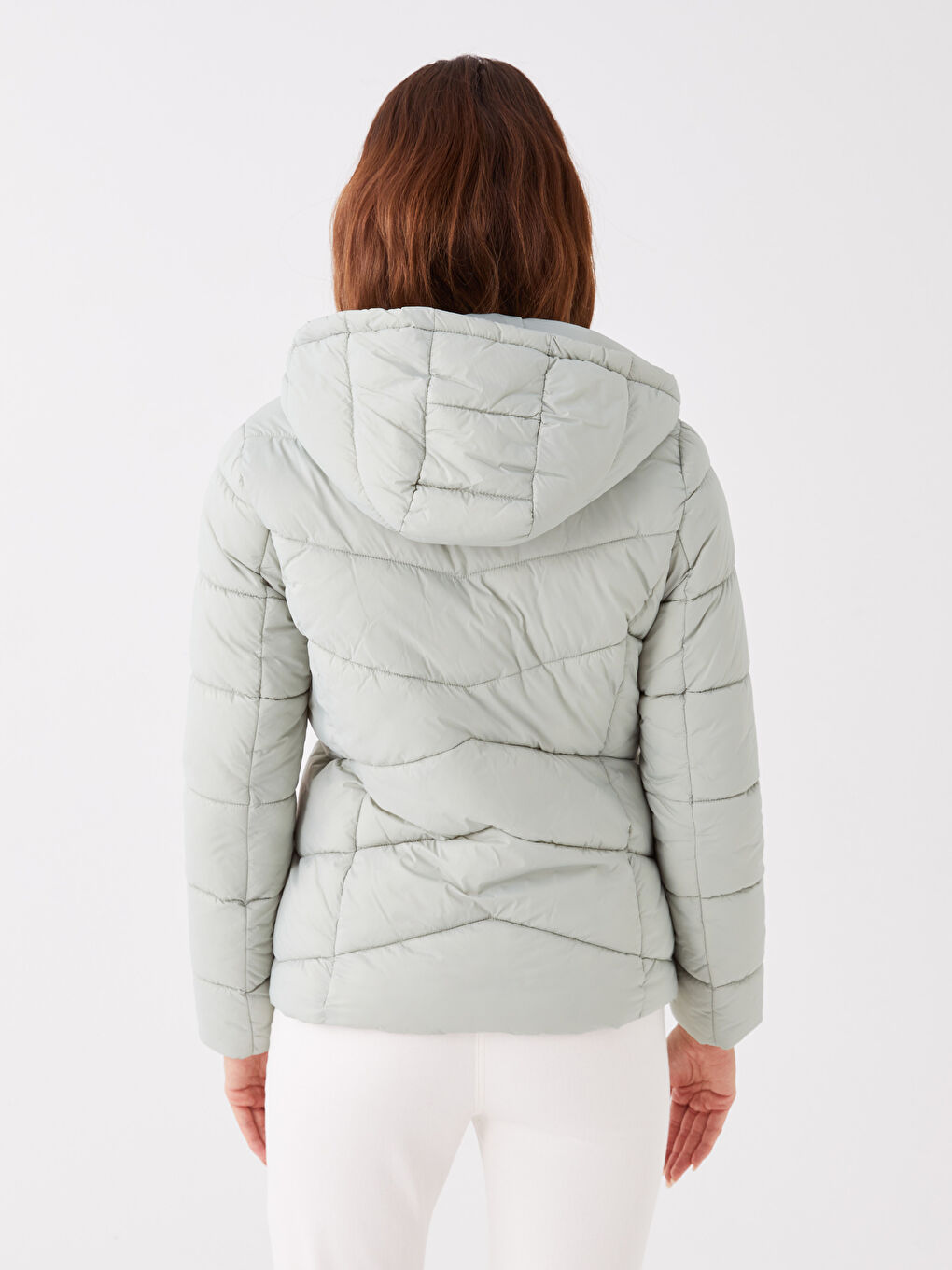 Women's Hooded Plain Puffer Coat-5