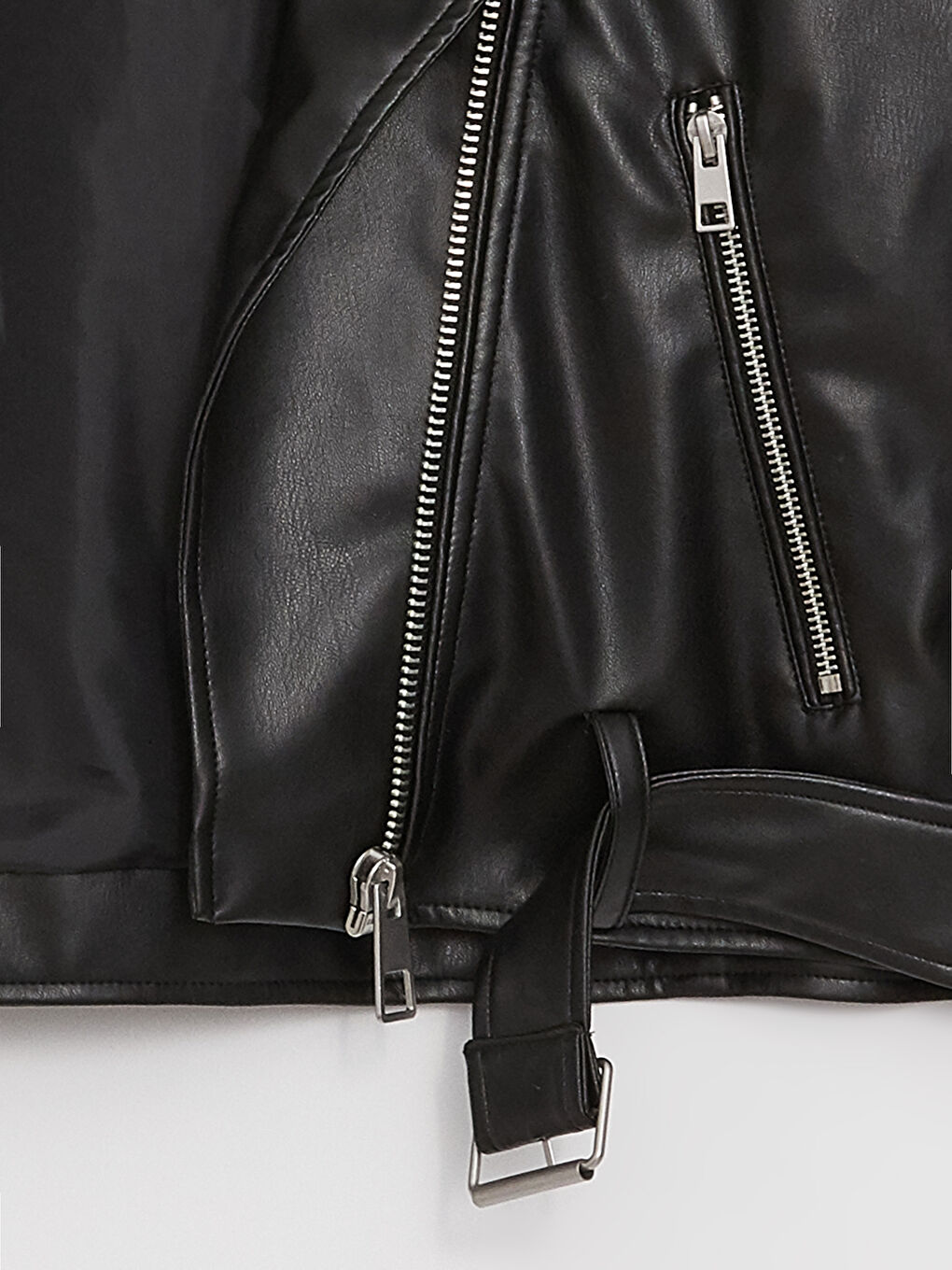LCW Vision Kadın Biker Yaka Düz Deri Görünümlü Mont -W30808Z8-CVL