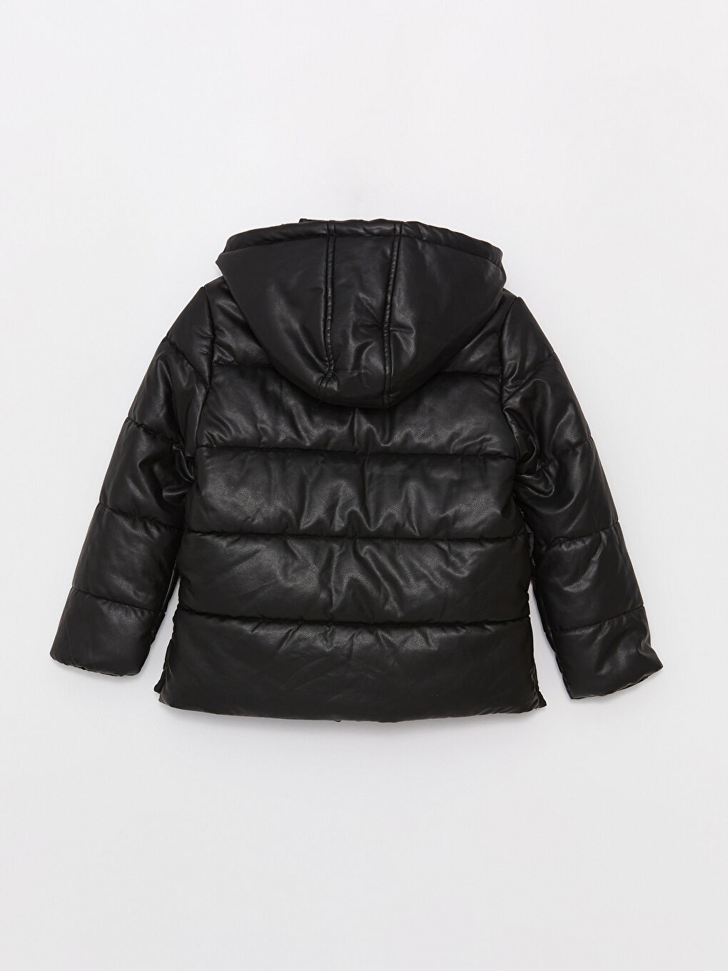 Siyah Kapüşonlu Kız Çocuk Şişme Mont-2