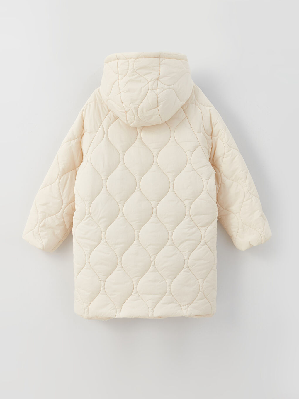 қыздарға арналған капюшонды қатпарлы тігісті пальто-3