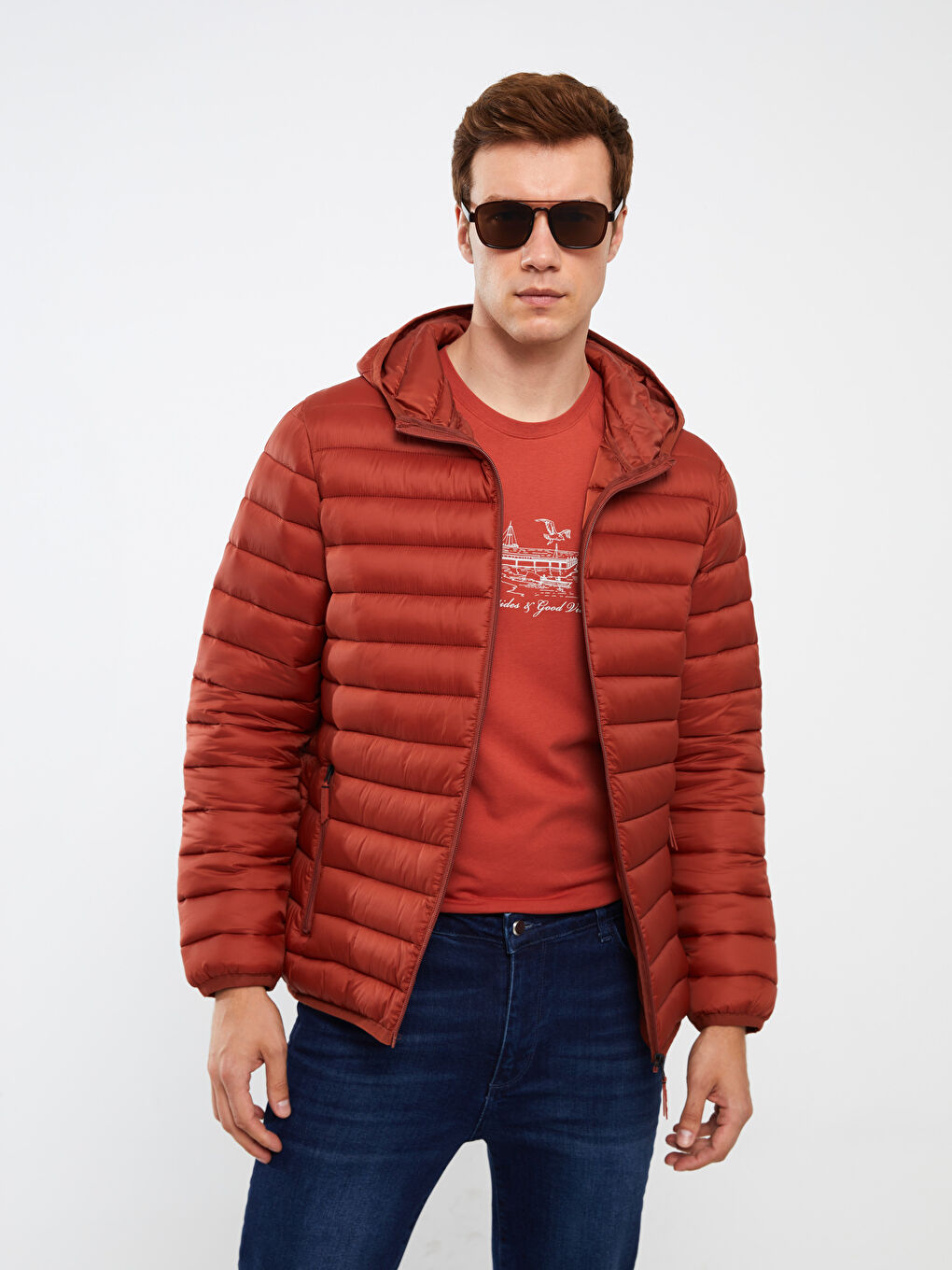 Палто тип шушляк с качулка и стандартна кройка за мъже-1