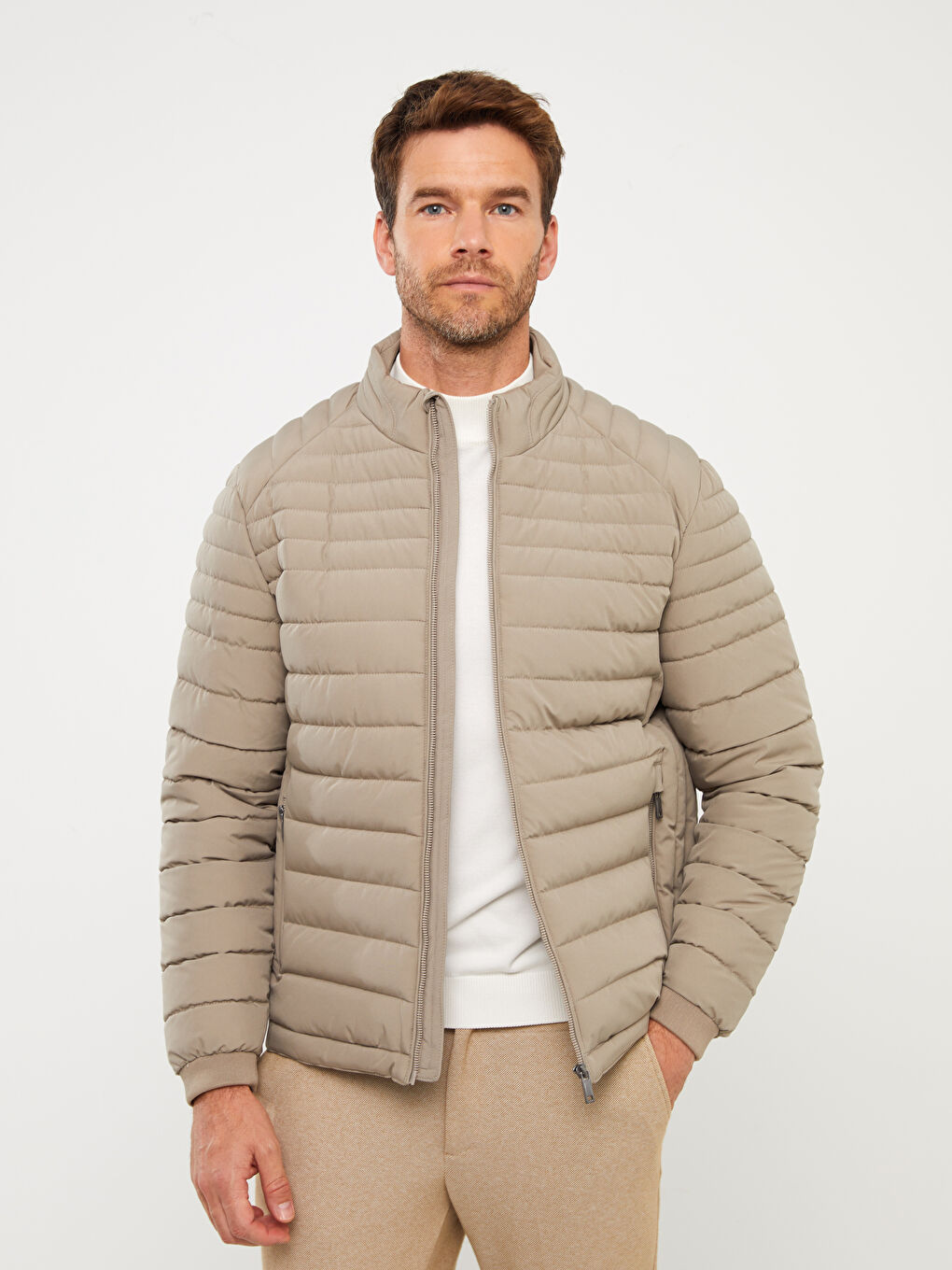 Standard Fit Funnel Neck Men's Puffer Coat-1