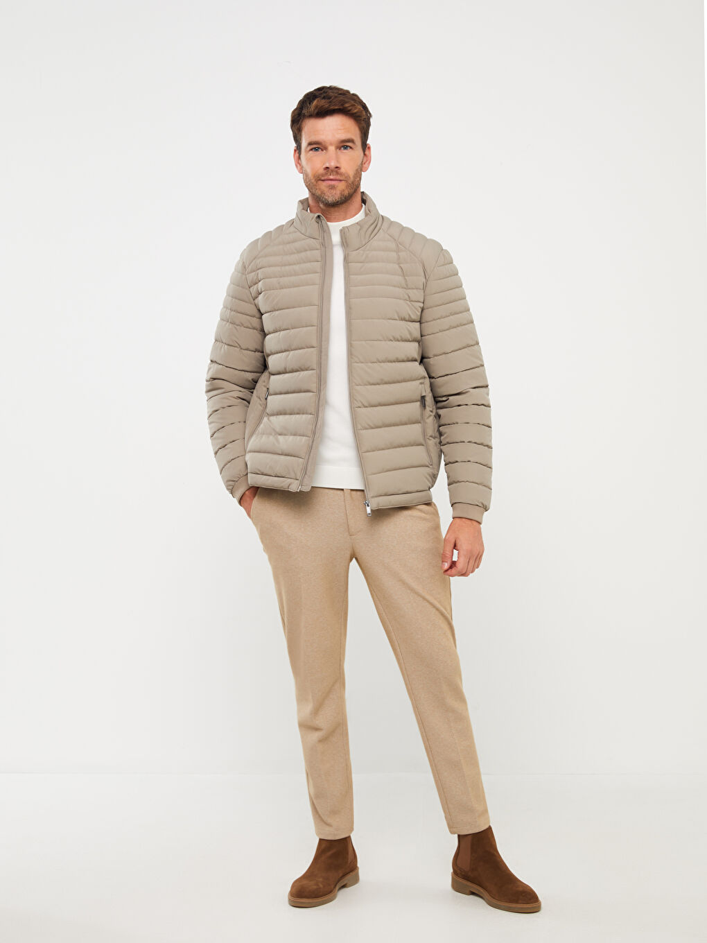 Standard Fit Funnel Neck Men's Puffer Coat-2