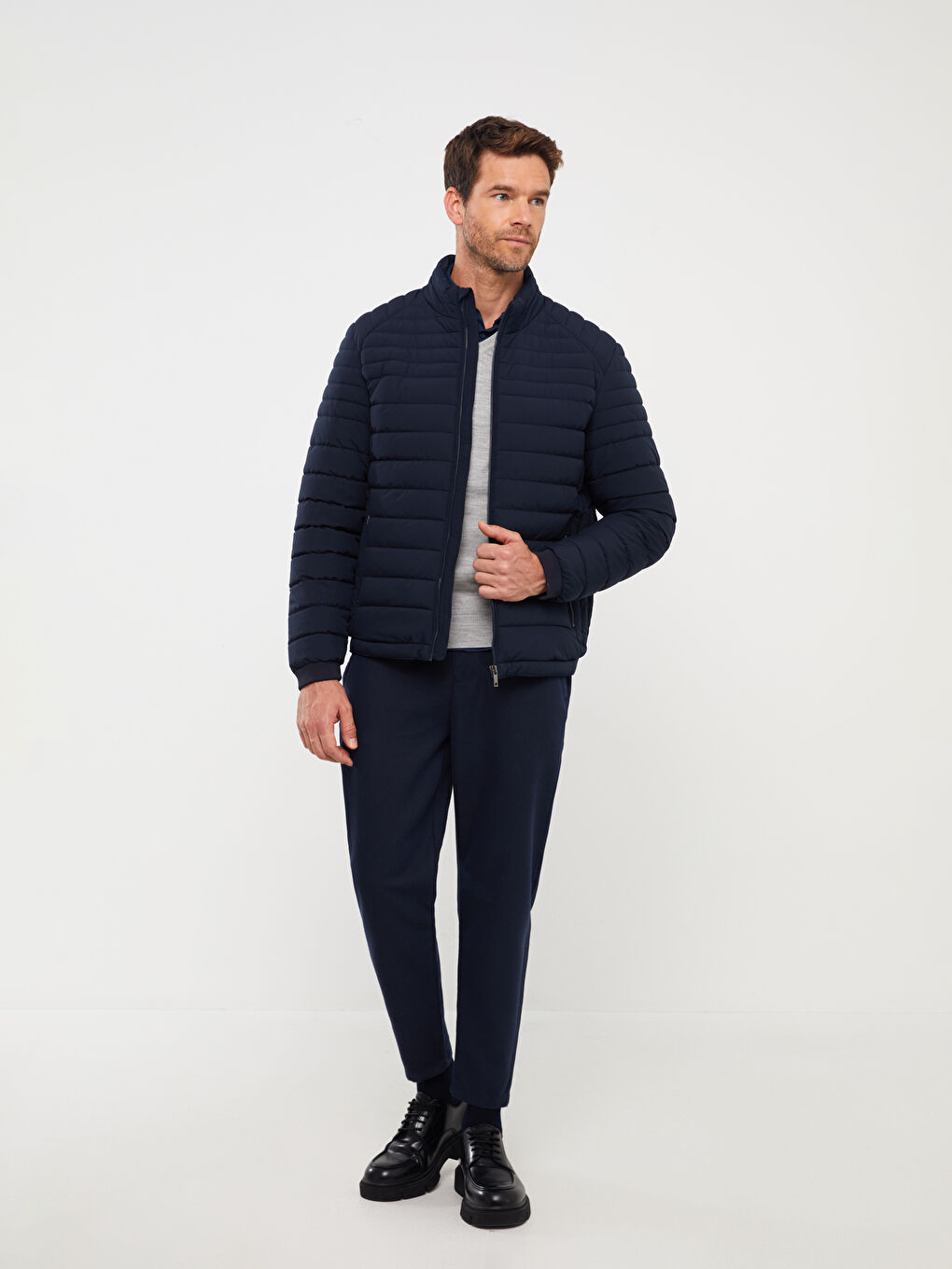 Standard Fit Funnel Neck Men's Puffer Coat-2