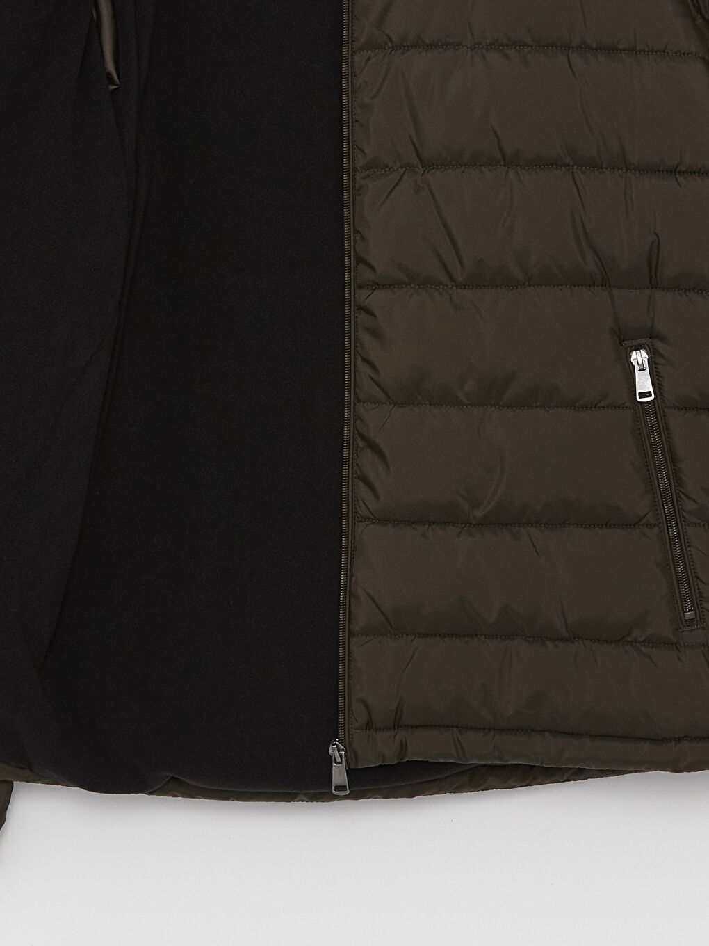 Haki Standart Kalıp Kapüşonlu Erkek Şişme Mont-7