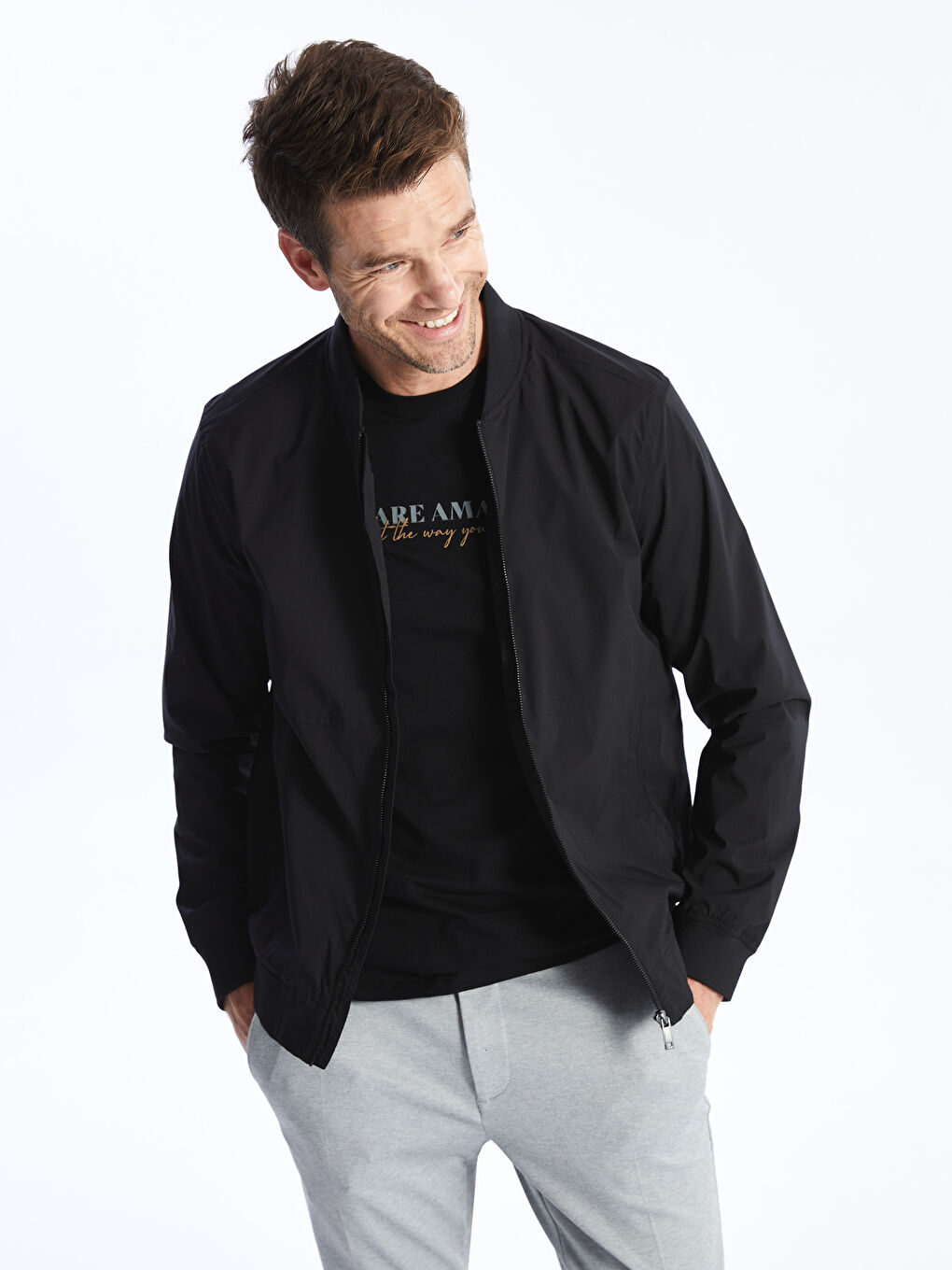 LCWAIKIKI Classic Blouson aviateur à col universitaire pour Hommes, coupe standard -W30904Z8-CVL