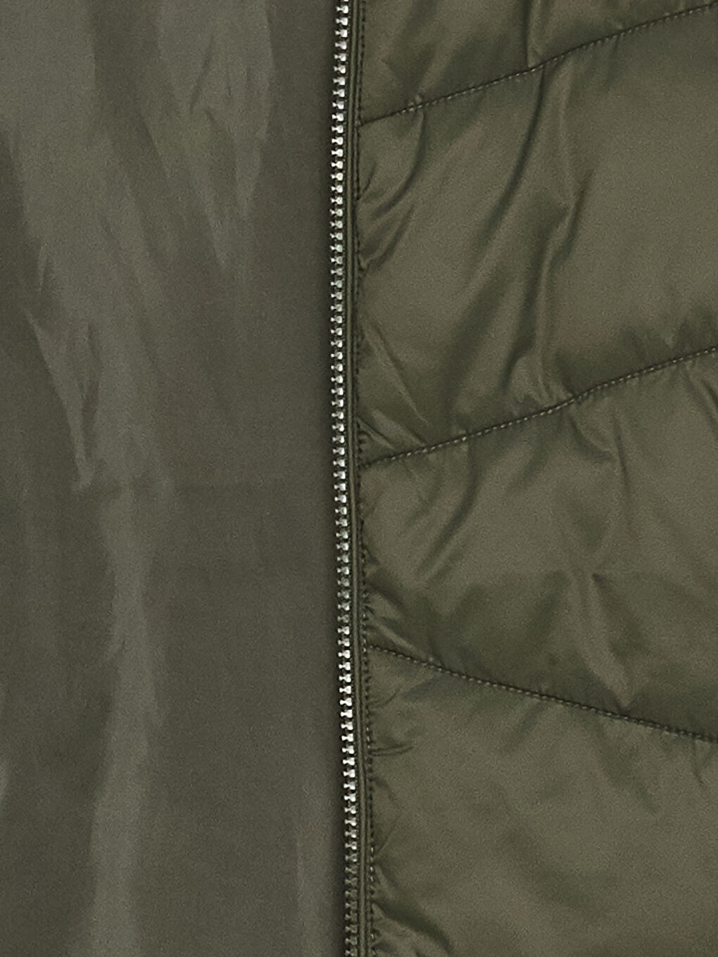 Yeşil Kadın Kapüşonlu Düz Şişme Mont-8