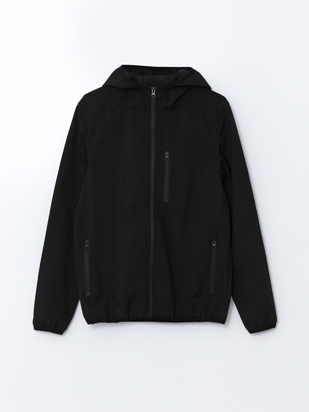 Siyah Standart Kalıp Kapüşonlu Erkek Mont