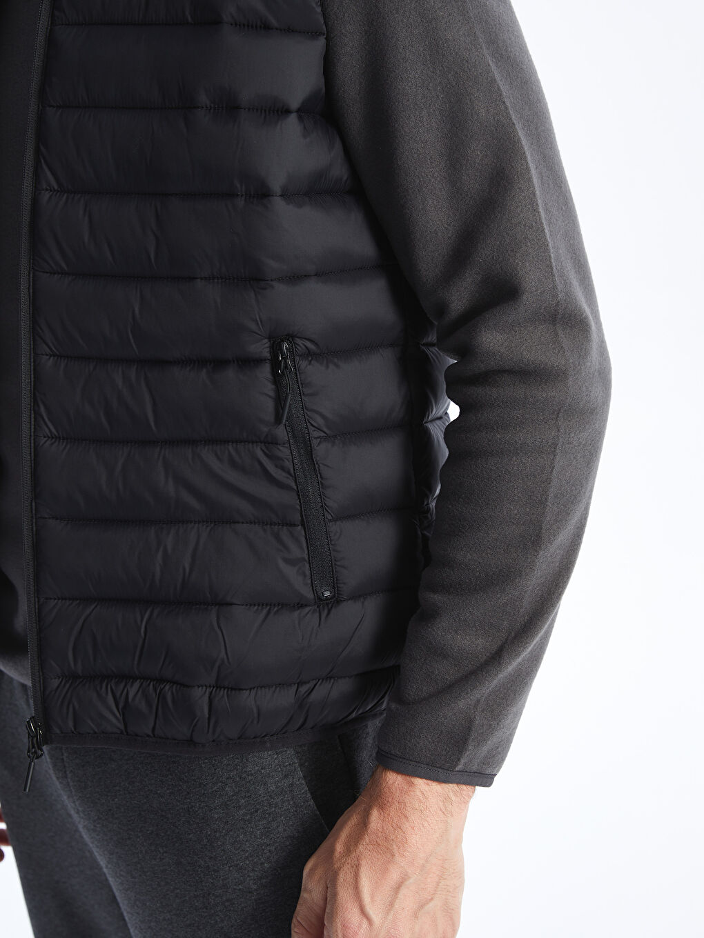 ерлерге арналған стандартты пішім биік жағалы пуховик жилет-3