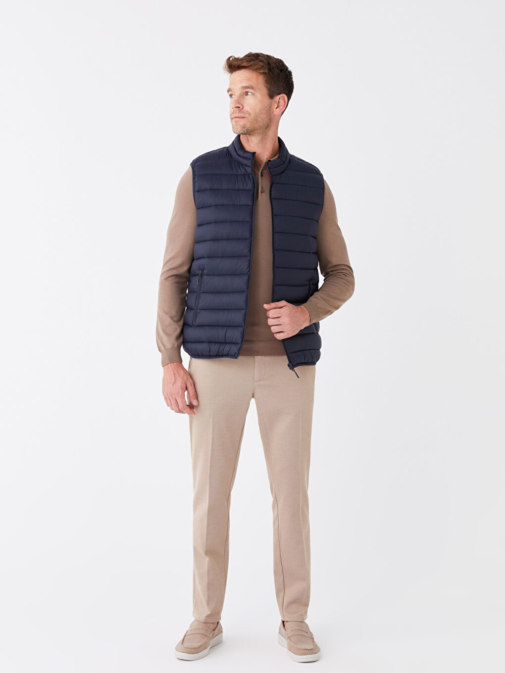 Lacivert Standart Kalıp Dik Yaka Erkek Şişme Yelek-2