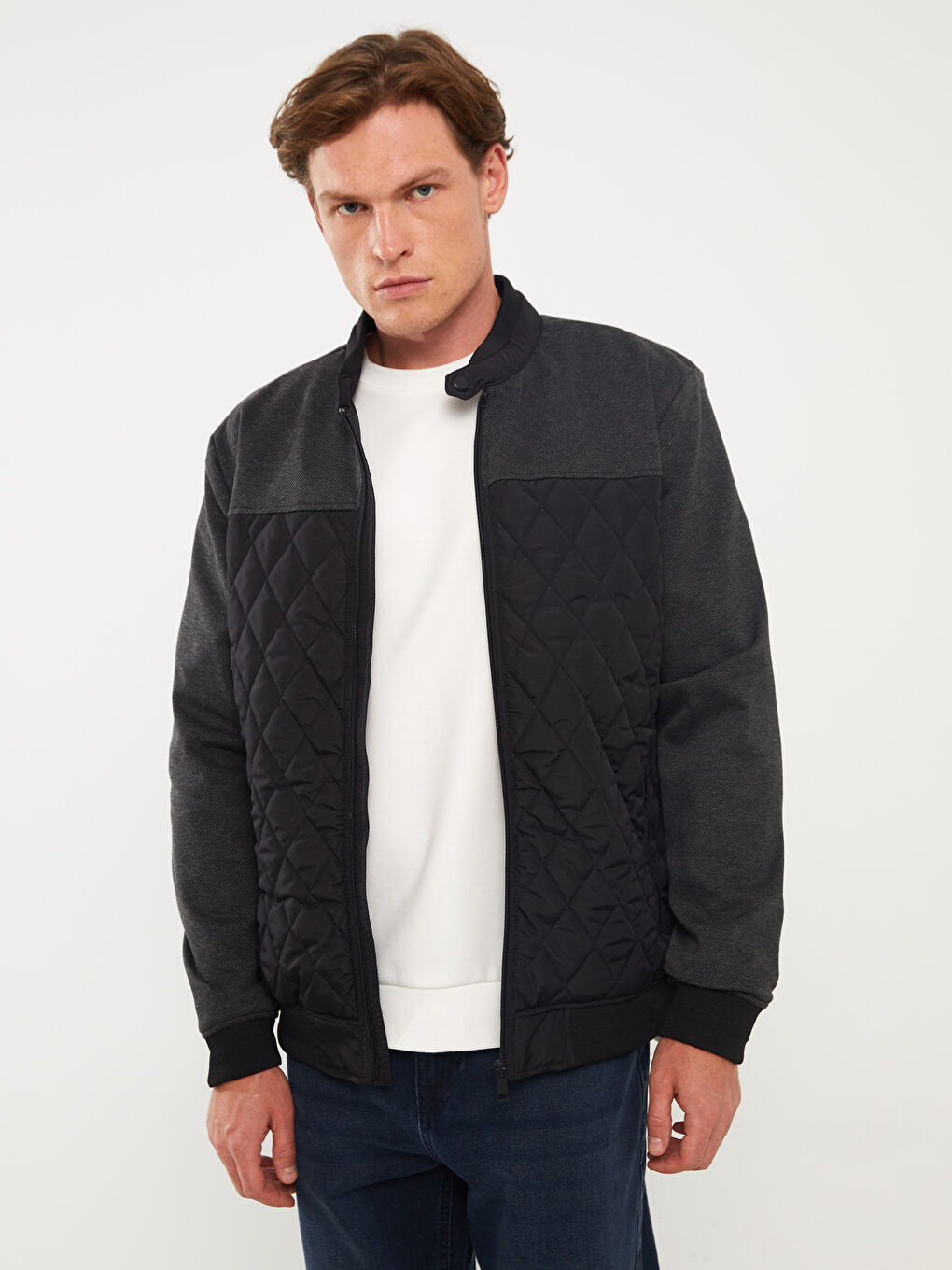 Antrasit Standart Kalıp Dik Yaka Erkek Mont