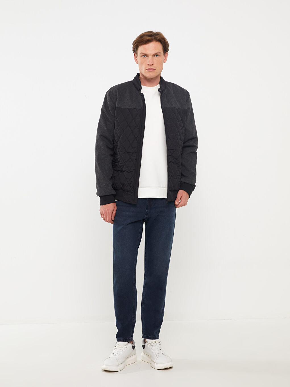 Antrasit Standart Kalıp Dik Yaka Erkek Mont-2