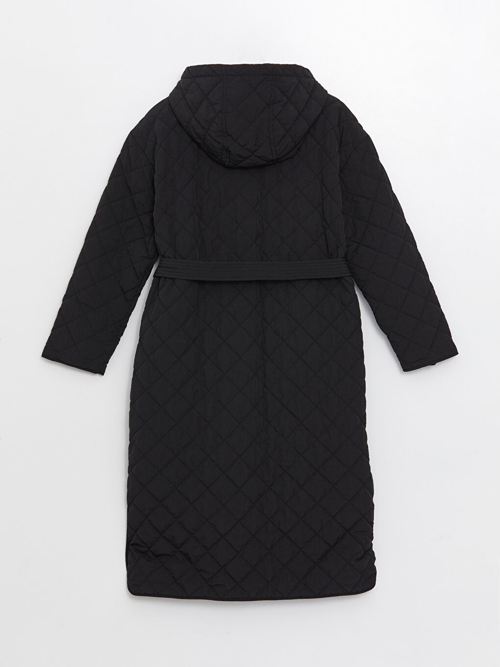 Siyah Kapüşonlu Kapitone Oversize Kadın Şişme Mont-7