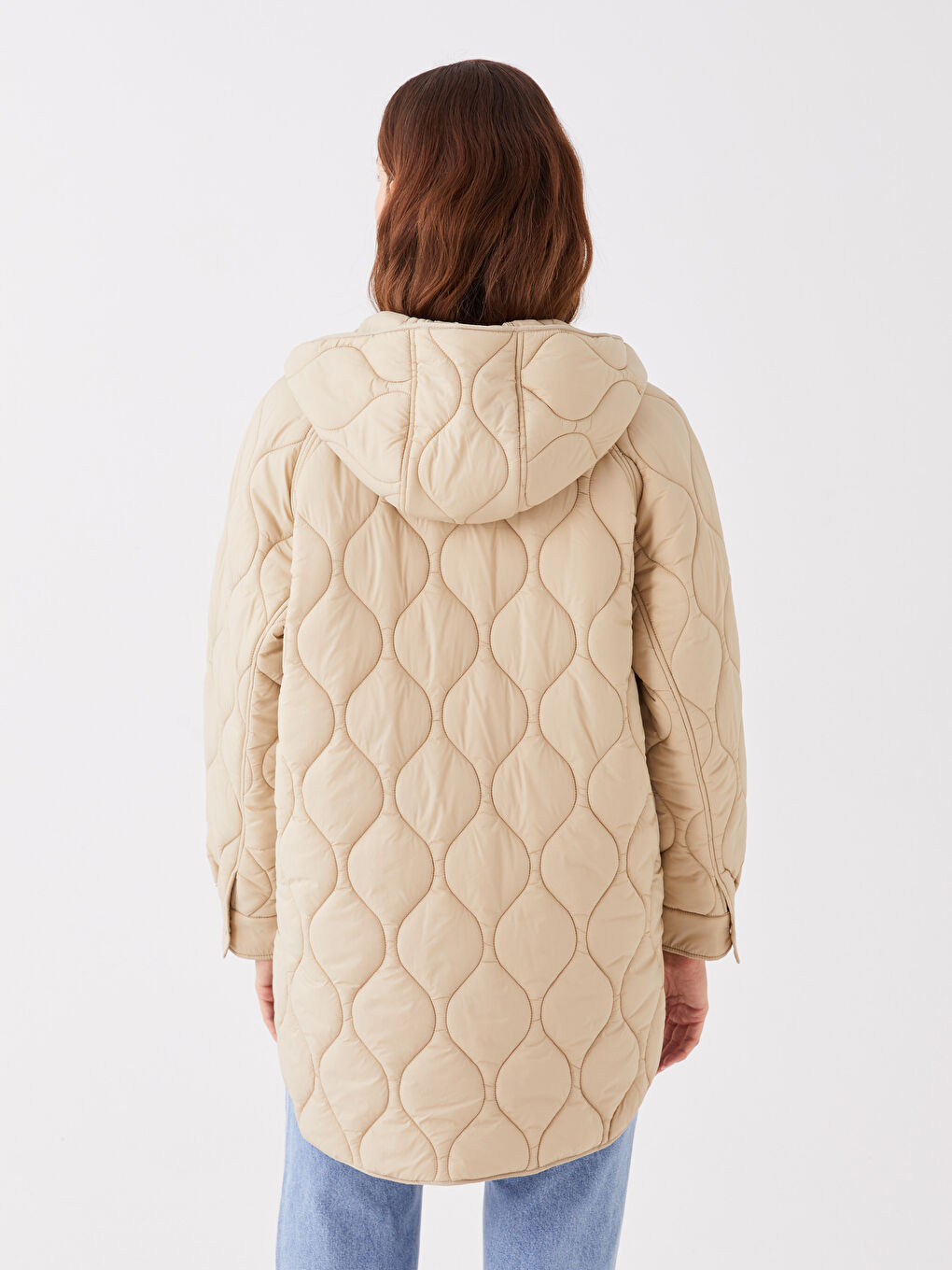 Geacă Matlasată pentru Femei cu Glugă, Model Propriu, Mânecă Lungă, Grosime Medie-5