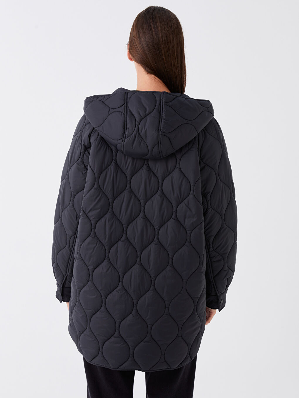 Geacă Matlasată pentru Femei cu Glugă, Model Propriu, Mânecă Lungă, Grosime Medie-5