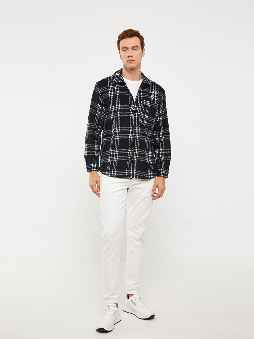 LCW Vision Bequeme Passform Langarm Karo Herrenhemdjacke -W30955Z8-LKX