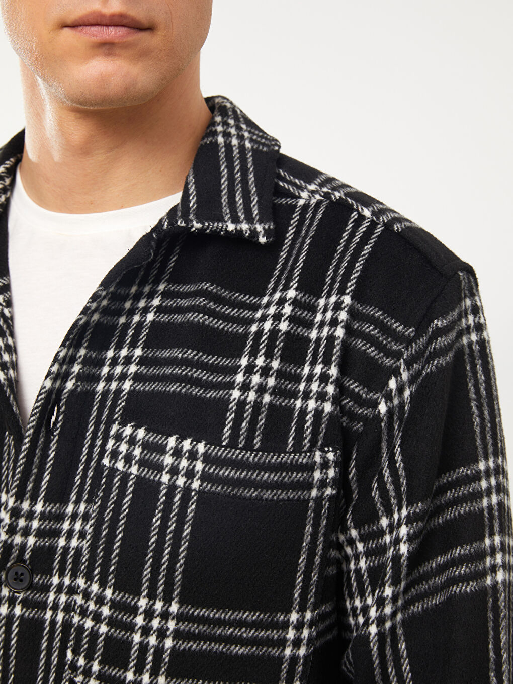 LCW Vision Bequeme Passform Langarm Karo Herrenhemdjacke -W30955Z8-LKX