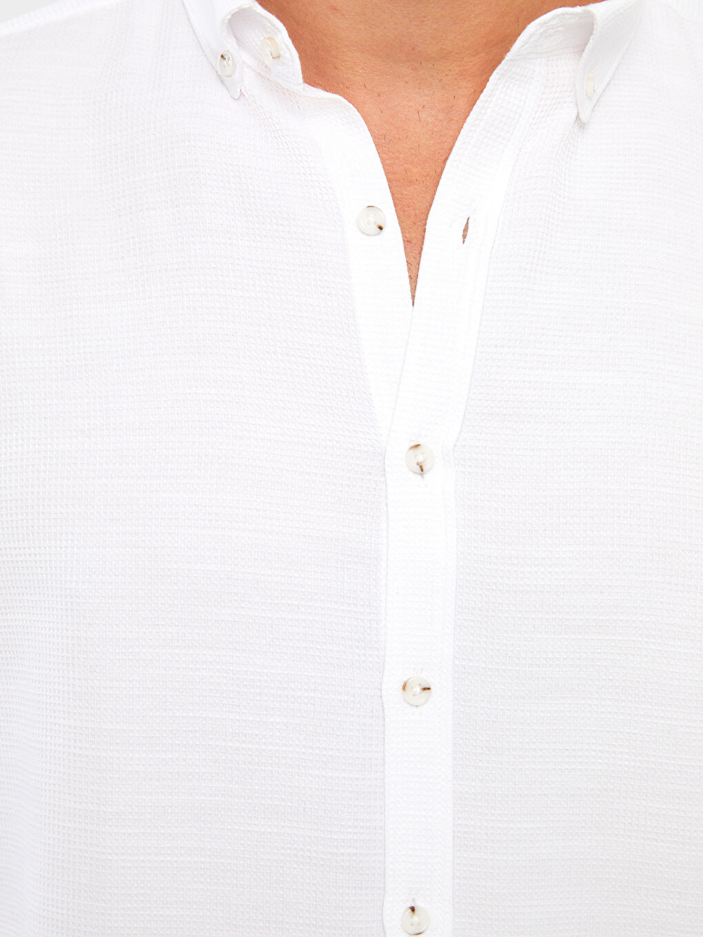 Beyaz Slim Fit Uzun Kollu Armürlü Erkek Gömlek-3
