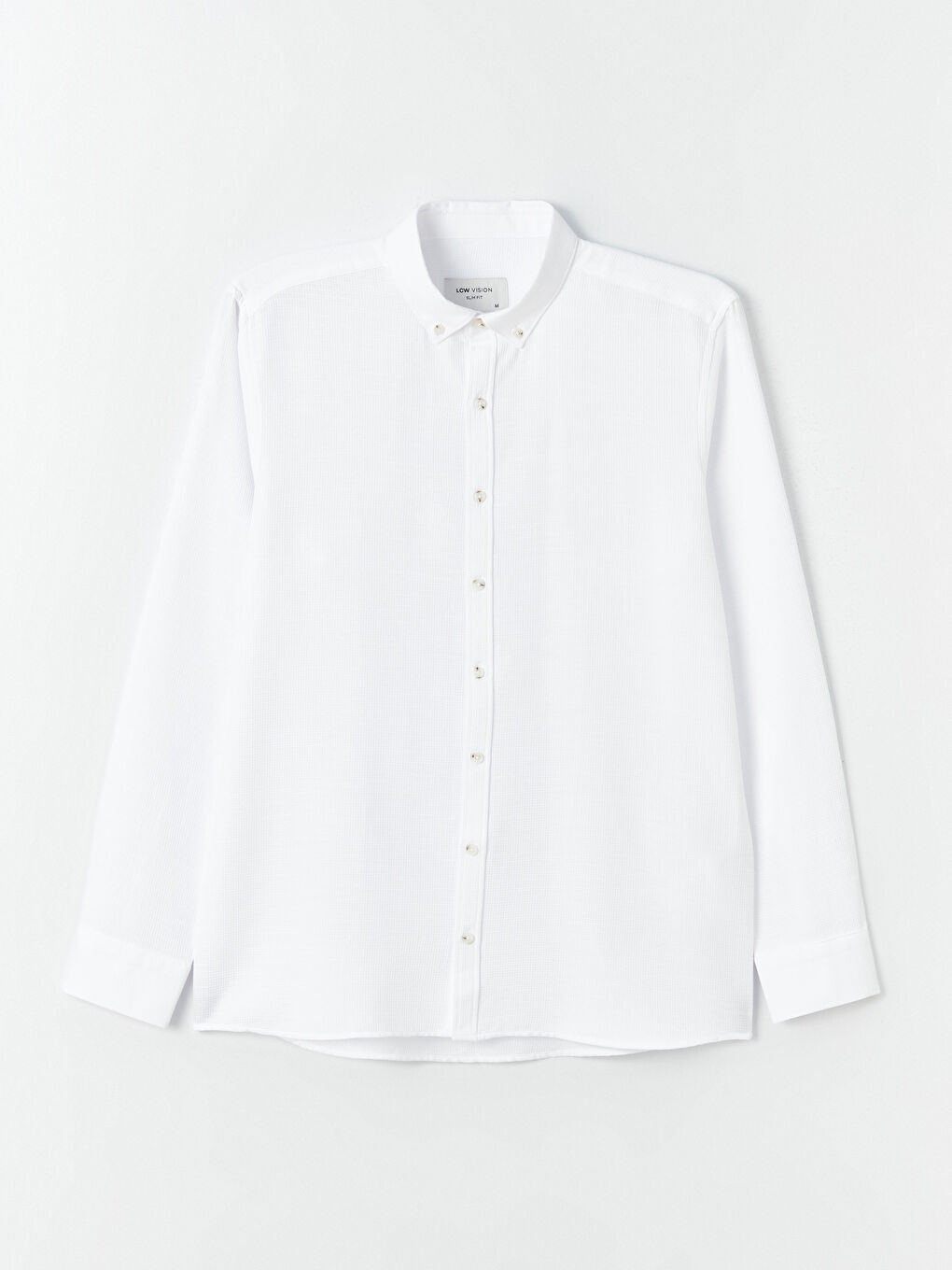 Beyaz Slim Fit Uzun Kollu Armürlü Erkek Gömlek-5